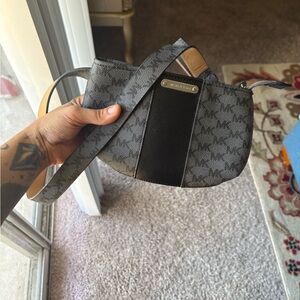Michael Kors Black and Gray Signature Shoulder Bag